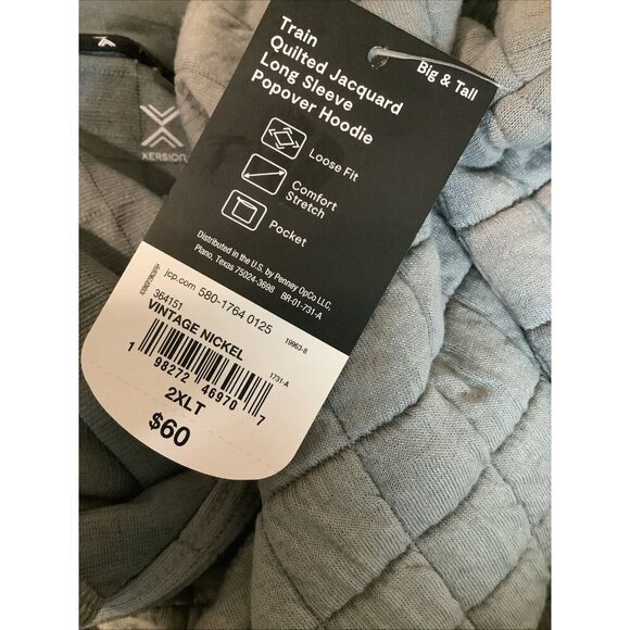 Xersion Big&Tall Size 2XLT Grey Quilted Hoodie Only. New With Tags. - Picture 7 of 7